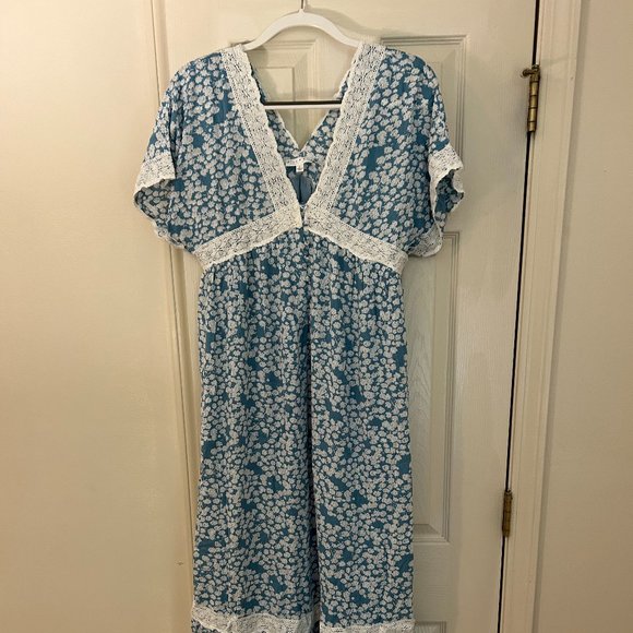 Blue Printed Dress - Picture 1 of 5